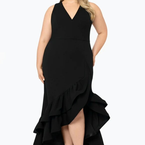 NEW - Betsy & Adam Black Ruffle Gown - Picture 6 of 6